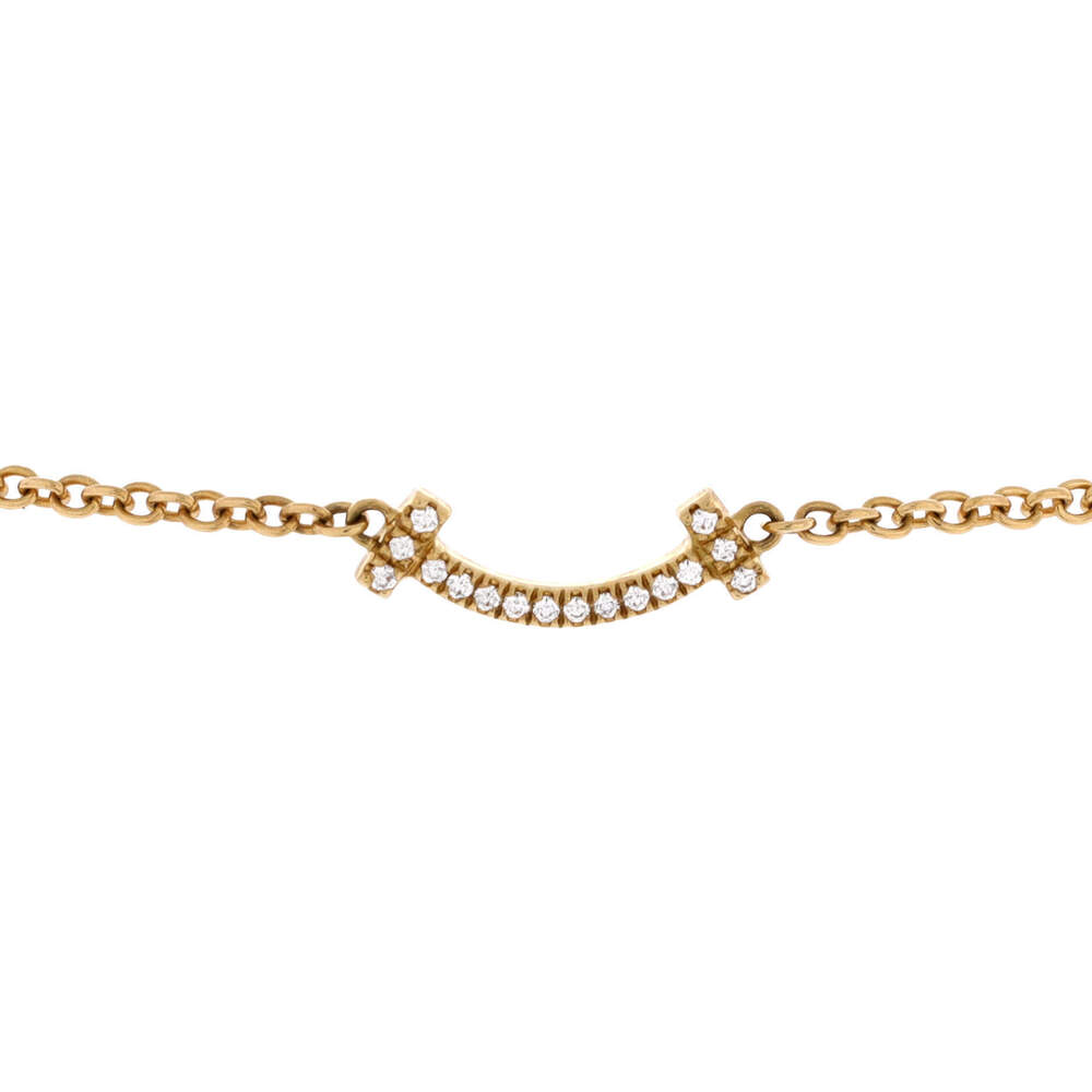 Tiffany & Co. Mini T Smile Chain Bracelet 18K Yellow Gold with Diamonds - Picture 3 of 3
